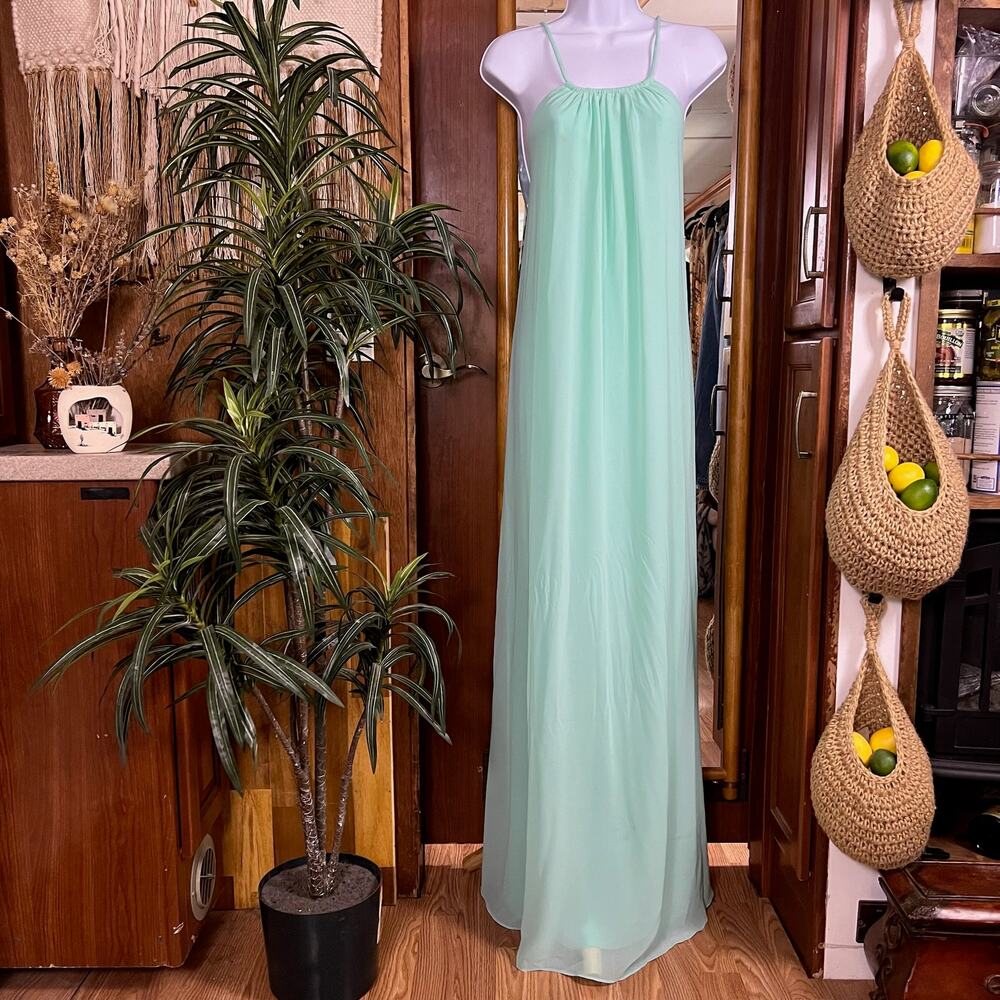 Wtoo Watters Seafoam Bridesmaid Dress Style 506 Inna Chiffon Halter 10 Mint Gown